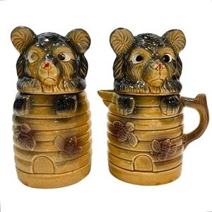 Vintage 1950s Honey Bears by Lugenes Japan Salt Pepper Shakers Sugar Creamer Set
